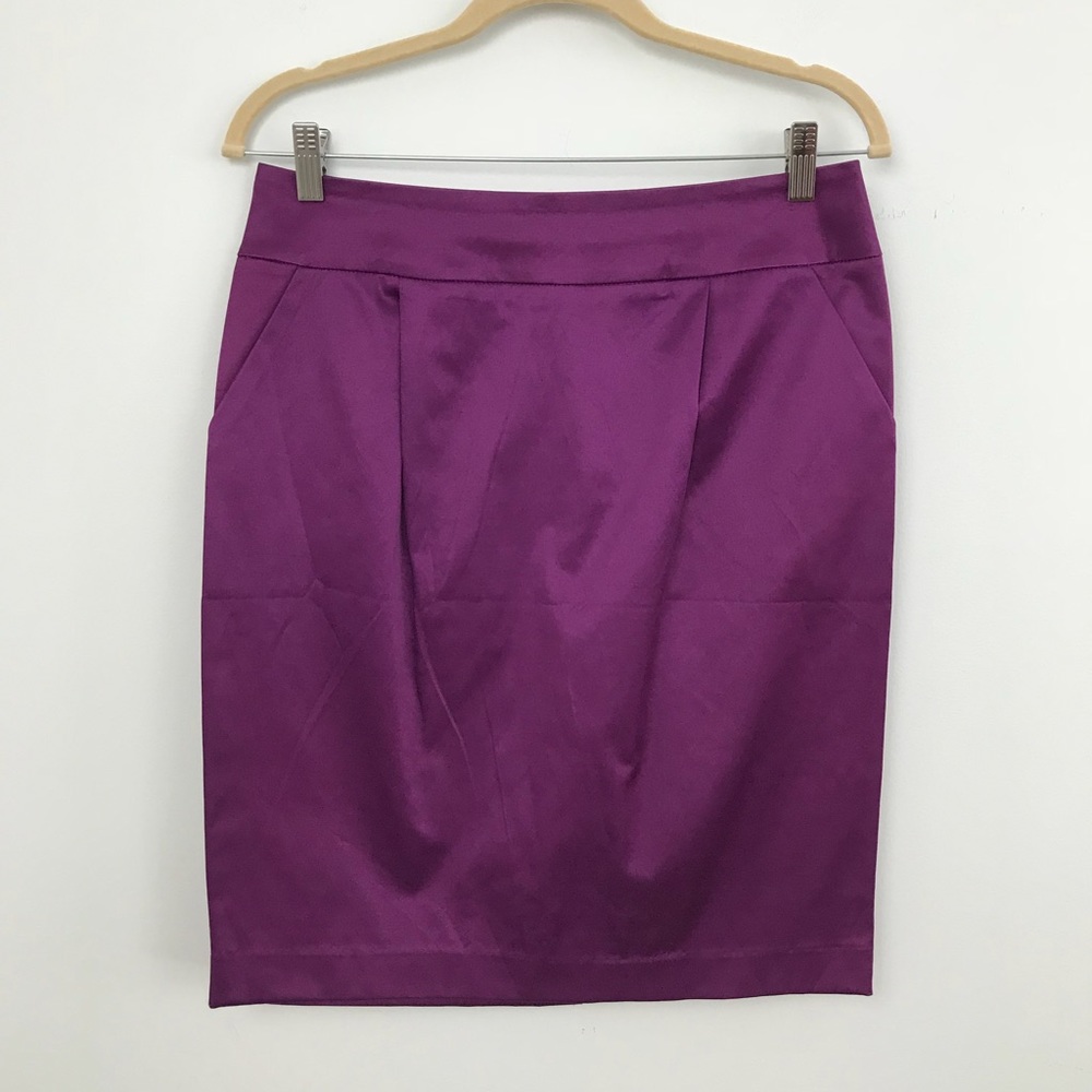 Purple Pencil Skirt with Pockets & Back Slit